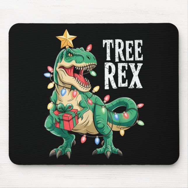 Mousepad Dinosaur Christmas Tree Rex Pajamas Men Boys Xmas  (Frente)