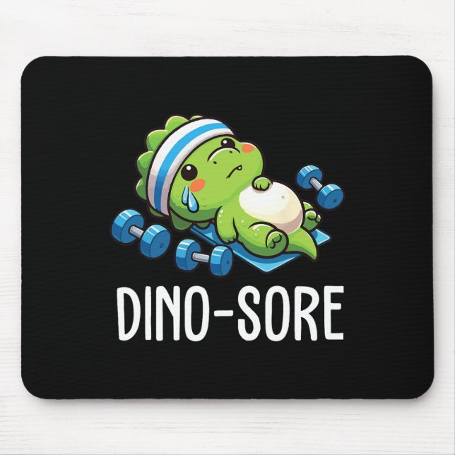 Mousepad Dinossauro de academia engraçado levantando peso a (Frente)