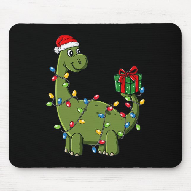 Mousepad Dinossauro De Natal Com Meninos Divertidos De Luz  (Frente)