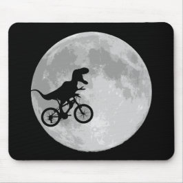 Mousepad Dinossauro em bicicleta no céu com lua
