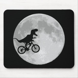 Mousepad Dinossauro em bicicleta no céu com lua