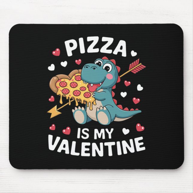 Mousepad Dinossauro Fofo Segurando Pizza Para Um Dia Dos Na (Frente)