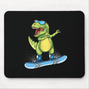 Mousepad Dinossauro Legal Esquiando Snowboard Dabbing T Rex