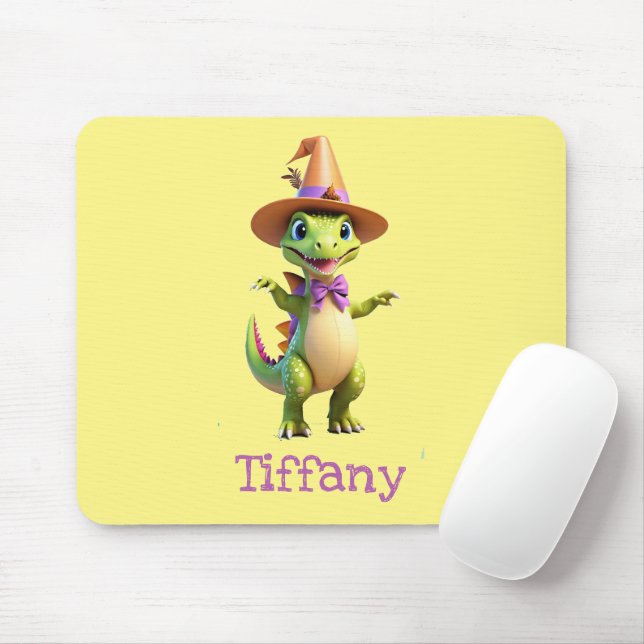 Mousepad Dinossauro mágico verde-bonito (Com mouse)