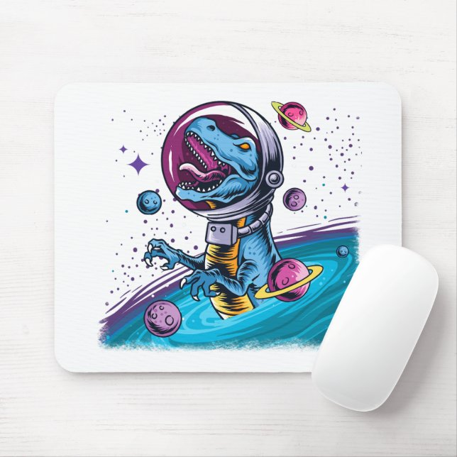 Mousepad Dinossauro T-Rex Engraçado no Espaço (Com mouse)