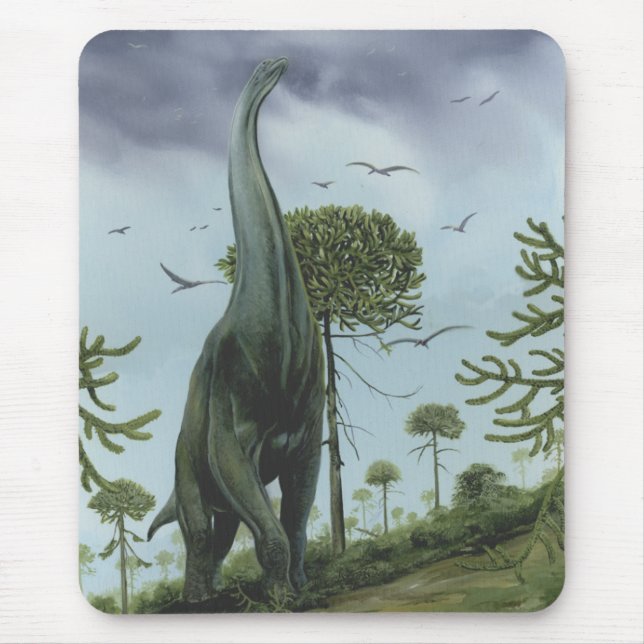 Mousepad Dinossauros Antigos, Sauroposeidon com Pássaros Vo (Frente)