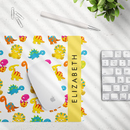 Mousepad Dinossauros Bonitos, Padrão De Dinossauros, Seu No