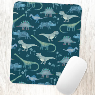 Mousepad Dinossauros bonitos Padrão Verde Escuro