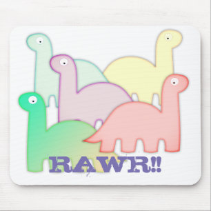 Mousepad Dinossauros Cachorros Pastel Coloridos