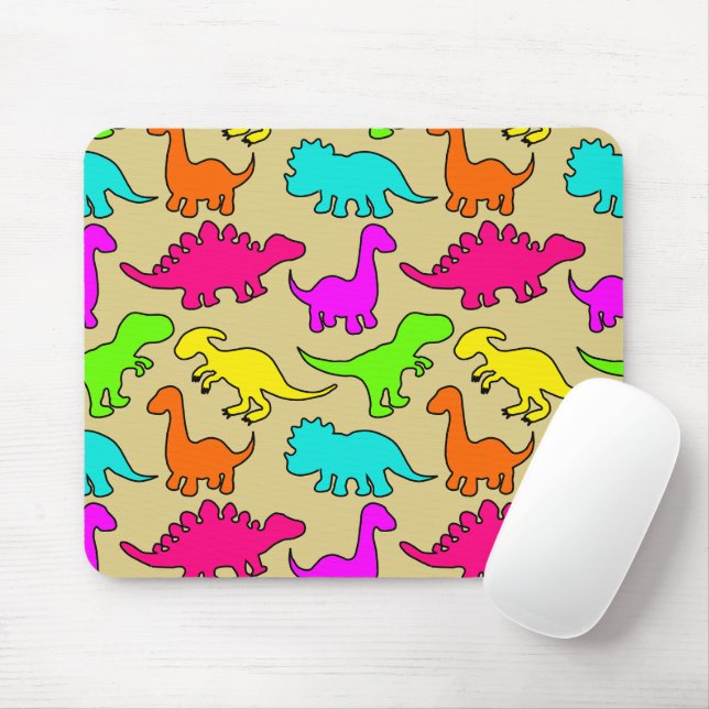 Mousepad Dinossauros Coloridos (Com mouse)