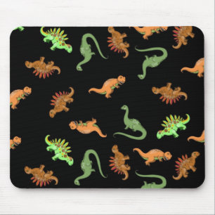 Mousepad Dinossauros Fofos em Fundo Preto