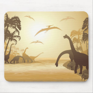 Mousepad Dinossauros na Paisagem Jurássica Tropical