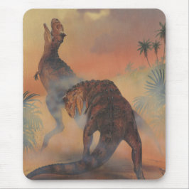 Mousepad Dinossauros Vintage, Carnotaurus Rugindo na Selva
