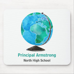 Mousepad Director de escola personalizado globo da aguarela