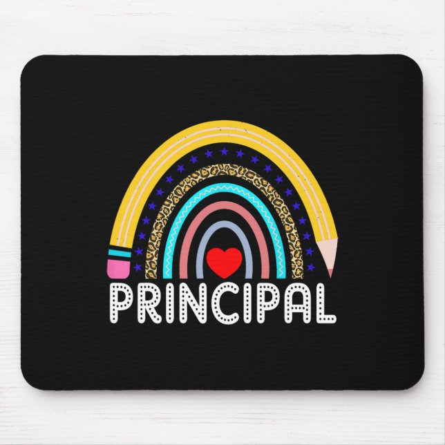 Mousepad Diretor Boho Arco-íris Leopardo De Volta à Escola  (Frente)