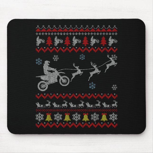 Mousepad Dirt Bike Motorcycle Pajama Ugly Christmas Biker  (Frente)