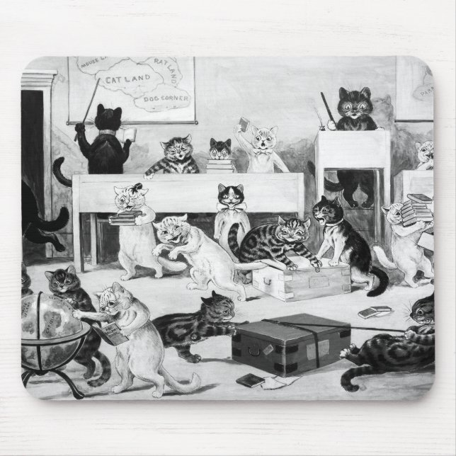 Mousepad Disciplina da Sala de Aula de Gatos, Louis Wain (Frente)