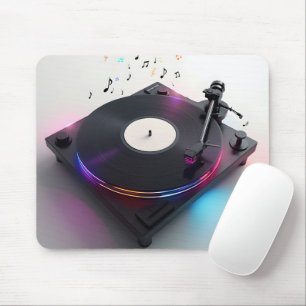 Mousepad Disco Jockey Tornável Com Notas De Música Neon