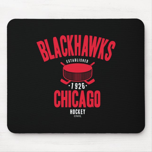 Mousepad Disco Preto de Hóquei Chicago Blackhawks Oficialme (Frente)