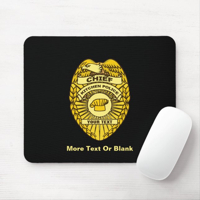 Mousepad Distintivo de Chefe da Polícia da Cozinha (Com mouse)