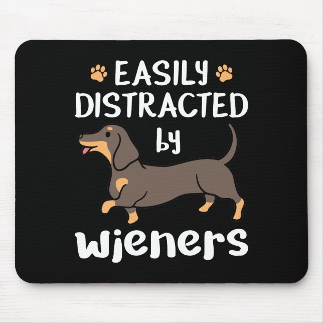 Mousepad Distraído facilmente por Wieners Funny Dachshund D (Frente)