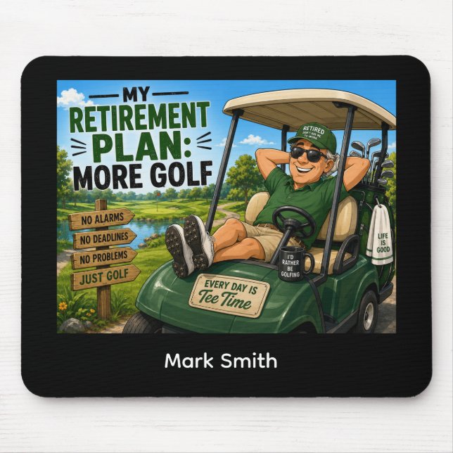 Mousepad Dito engraçado de aposentadoria de golfe para golf (Frente)