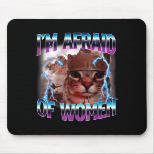 Mousepad Dito Engraçado Humor Medo de Mulheres Meme de Gato