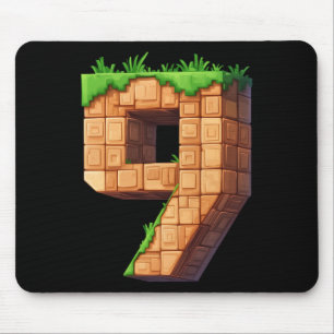 Mousepad Diversão 9º Aniversário Número 9 Vídeo Gamer Pixel