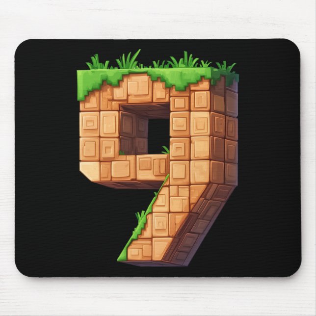 Mousepad Diversão 9º Aniversário Número 9 Vídeo Gamer Pixel (Frente)