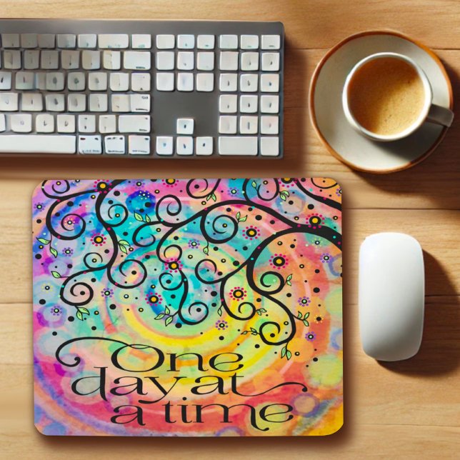 Mousepad Diversão animada, um dia, de cada vez, inspiradora (Criador carregado)