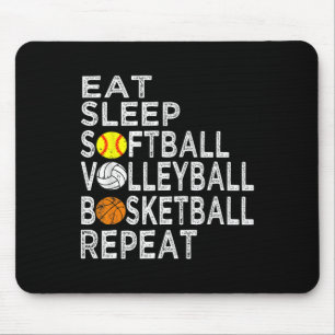 Mousepad Diversão Coma Dormir Moleque Volleybyll Bysketbyll