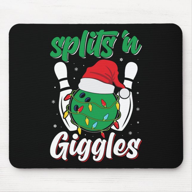 Mousepad Diversão de Boliche de Grades na Bolsa de Natal (Frente)