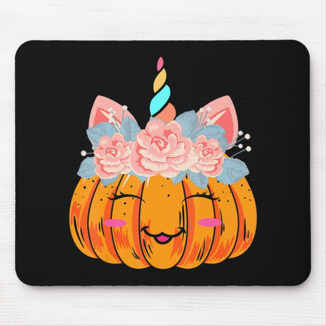 Mousepad Diversão de Halloween Ação de Graças Cute Unicorn  (Frente)
