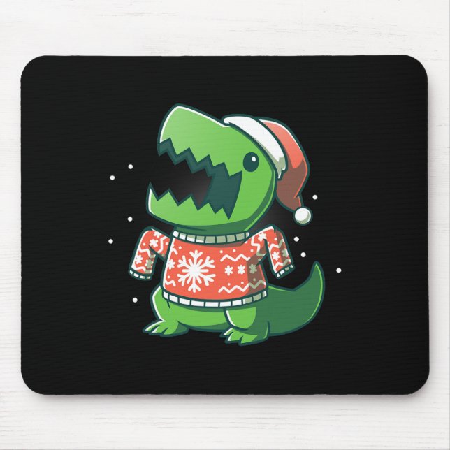 Mousepad Diversão de Natal T-Rex Dinossauro Ugly saurus (Frente)