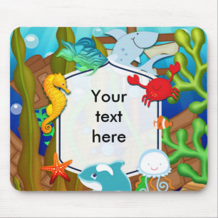 Mousepad Diversão debaixo do mar Peixe Infantil Computador 