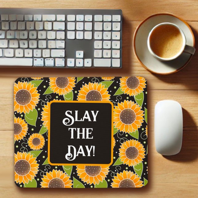 Mousepad Diversão do Padrão Floral de Girassol Cheerful Cus (Criador carregado)
