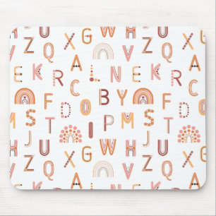 Mousepad Diversão do Rainbow Alphabet Pattern