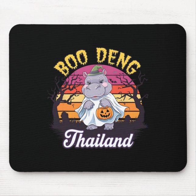 Mousepad Diversão Halloween Moo Deng Hippo Baby (Frente)
