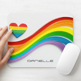 Mousepad Diversão Moderna do Orgulho LGBT Arco-Íris Nome Pe
