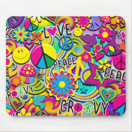 Mousepad Diversão Retro Groovy Anos 60 Amor Colorido Funky