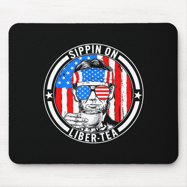Mousepad Divertido 4 de julho bebendo liber-ty chá liberdad (Frente)