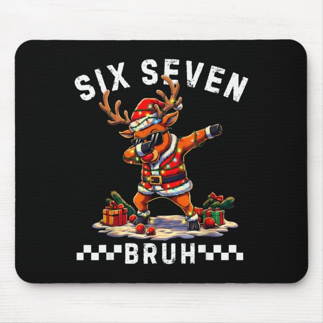 Mousepad Divertido 67 Natal Seis Sete Meme Dabbing Rena (Frente)