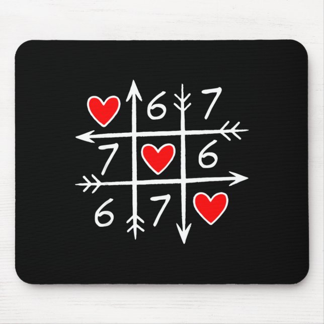 Mousepad Divertido 6 7 Meme Coração Geração Alpha Seis Sete (Frente)