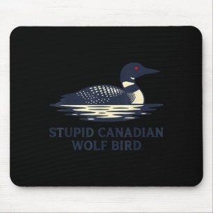 Mousepad Divertido Bonito Idiota Lobo Canadense Pássaro Mer