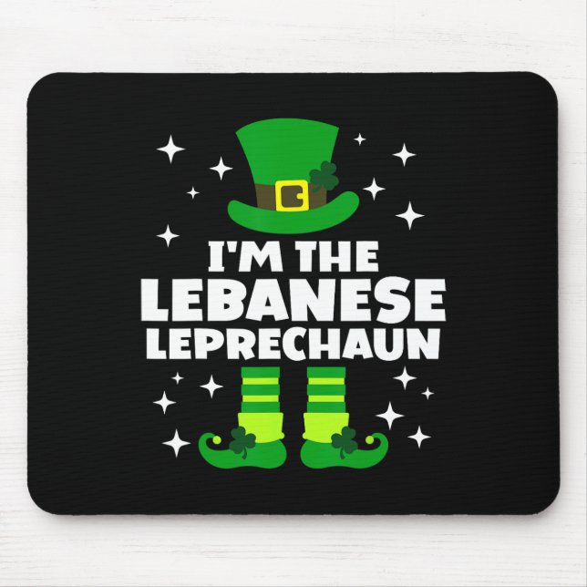 Mousepad Divertido Irlandês Libanês Leprechaun Dia de São P (Frente)