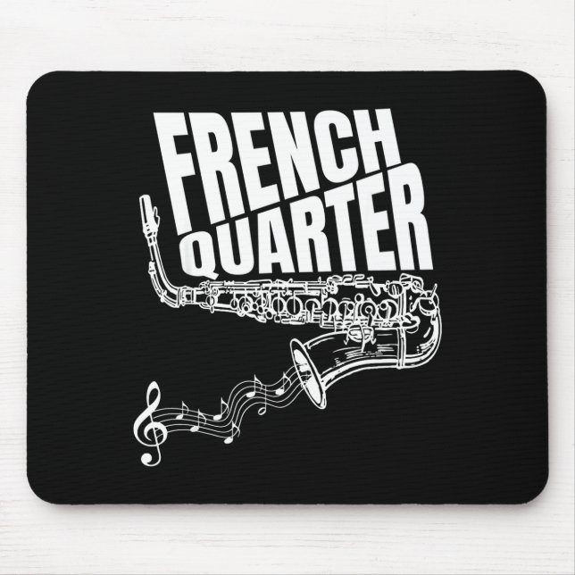 Mousepad Divertido Saxofone de Jazz do Mardi Gras de Nova O (Frente)