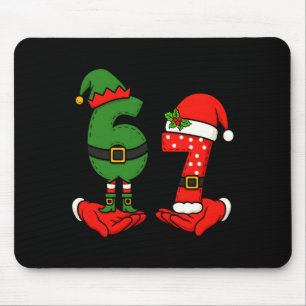 Mousepad Divertido Seis Sete 67 Meme 6 7 Natal Elfo Mão Men