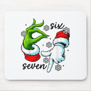Mousepad Divertido Seis Sete 67 Meme 6 7 Natal Elfo Mão Men