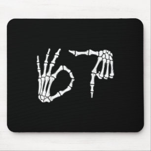 Mousepad Divertido Seis Sete 6 7 Meme 67 Mão de Esqueleto H