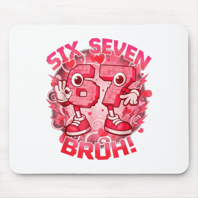 Mousepad Divertido Seis Sete Bruh 67 Meme Rotação Cerebral  (Frente)